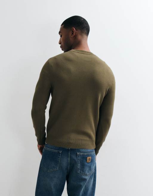 Mango 100 % Woll-Strickpullover in Khaki, 5 von 5