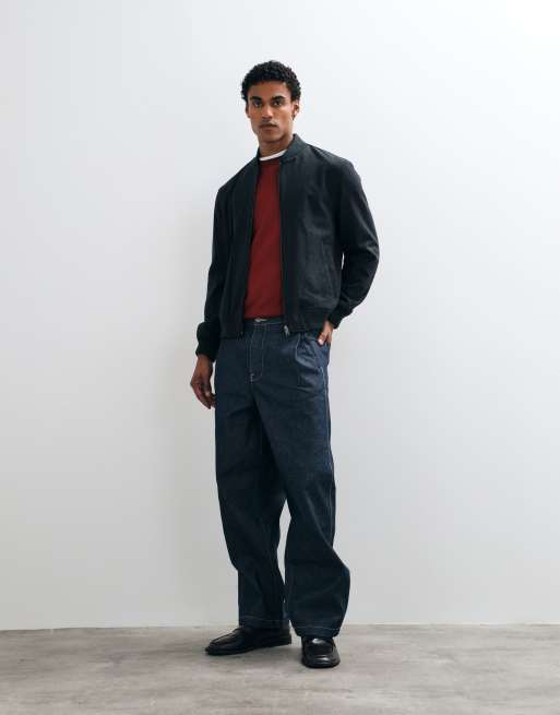 Mango 100% wool bomber jacket in charcoal, 2 of 5