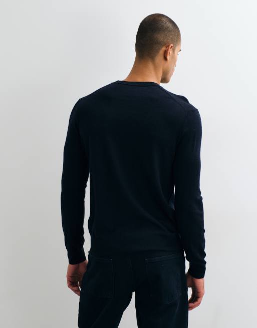 Mango 100% wool jumper in navy, 2 of 5