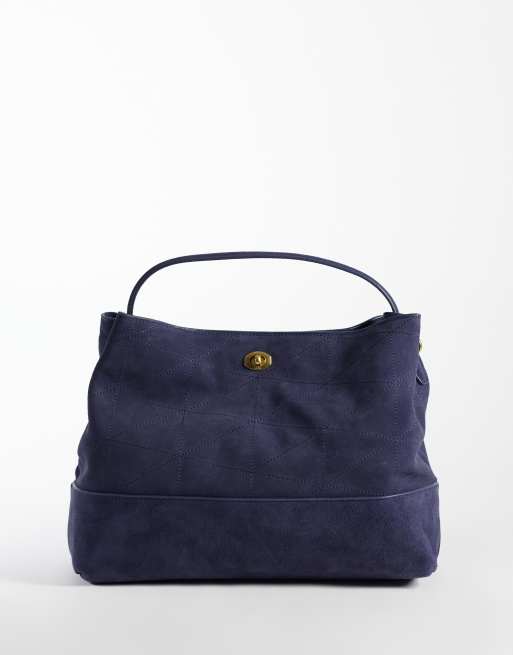 Mango 100% zamszowa torba typu bucket w kolorze granatowym, 1 z 4