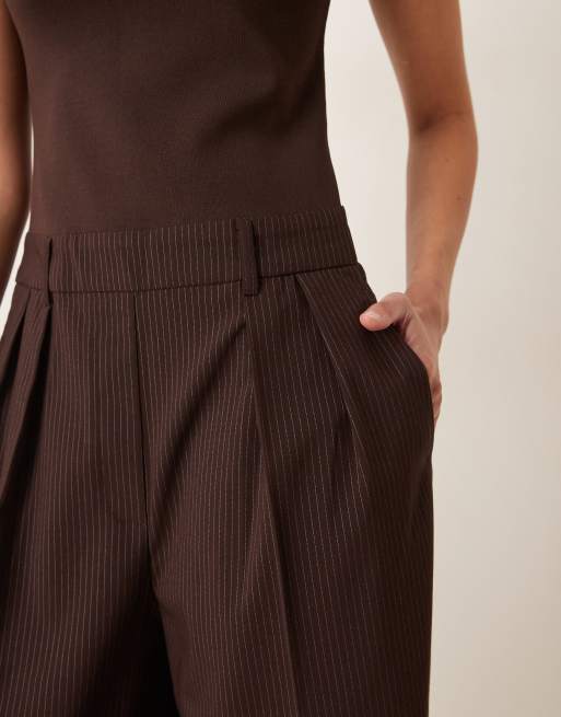 Mango 2 in 1 high neck sleeveless tailored jumpsuit in brown