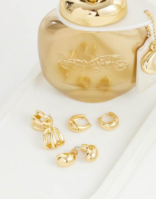 Mango 3 pack stud earrings in gold, 2 of 4