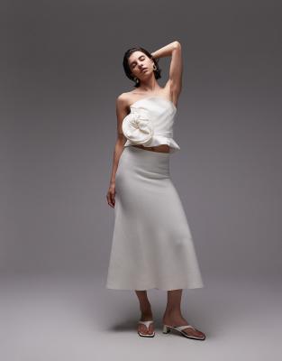 Mango Maxi-flower Ruched Top Off White In White