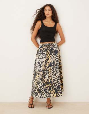 Mango A Line Midi Skirt In Brown