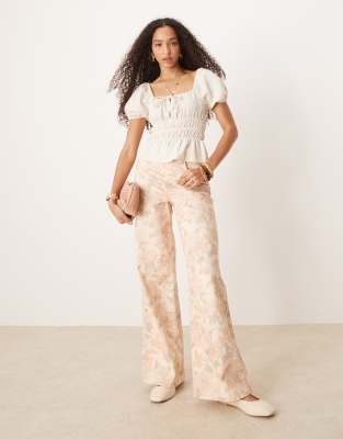 Mango Aba Washed Floral Jeans In Pink