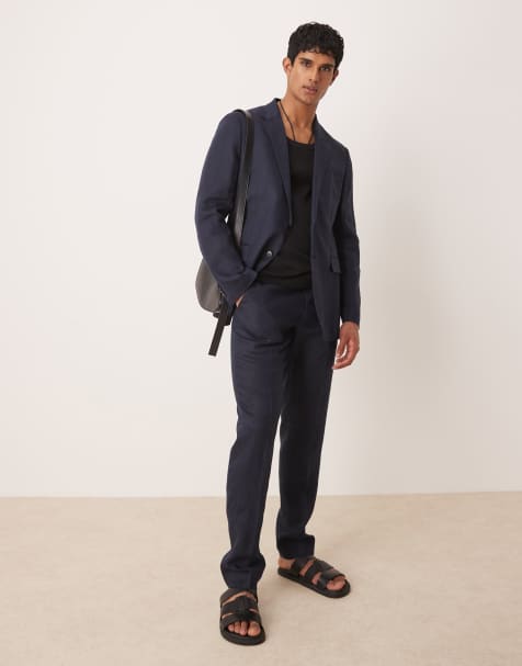 Mango - Abito sartoriale coordinato in lino color blu navy - view 1