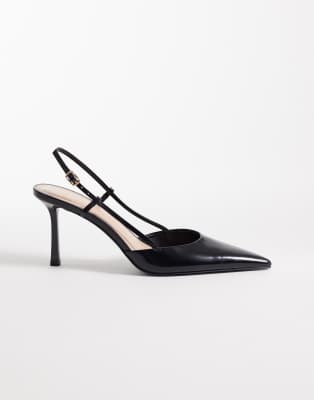 Mango - Absatzschuhe aus 100% Leder in Schwarz mit Riemchendetail und Fersenriemen