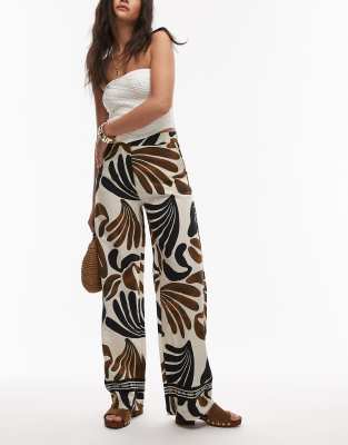 Mango Abstract Printed Wide Leg Pants