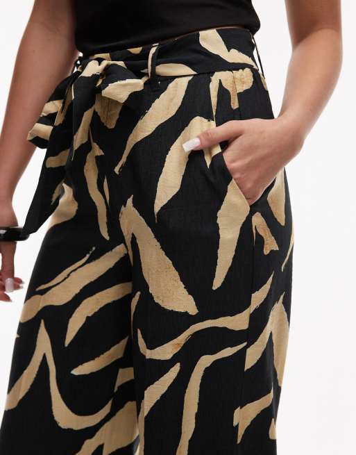 Mango abstract printed wide leg trouser in black, 5 of 5