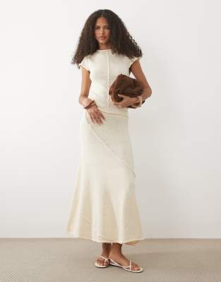 Mango Aitana Textured Midi Skirt Co-ord In Neutral