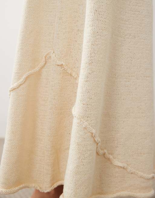 Mango Aitana textured midi skirt co-ord in cream, 4 of 5