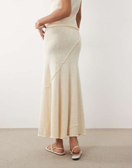 Mango Aitana textured midi skirt co-ord in cream, 5 of 5
