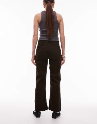 Mango Alex Cropped Kick Flare Front Pocket Jeans In Brown