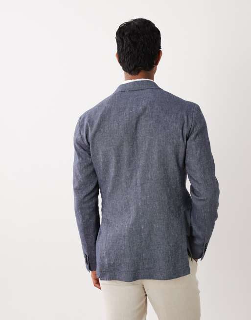 Mango - Allen - Blazer van linnenmix in middenblauw, 5 van 5