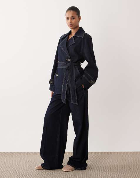 Mango - Alma - Co-ord set van denim jack met gestrikte taille en jeans van 100% katoen in indigo - view 1