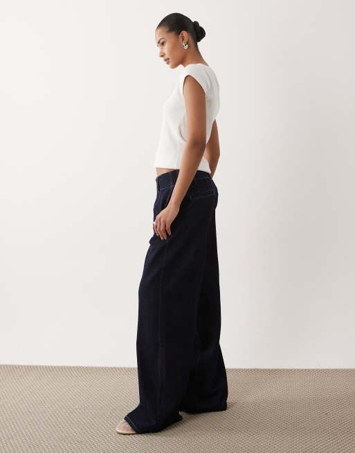 Mango – Alma – Jeanshose aus 100% Baumwolle in Indigoblau mit Bundfalten vorne, Kombiteil, 3 von 5