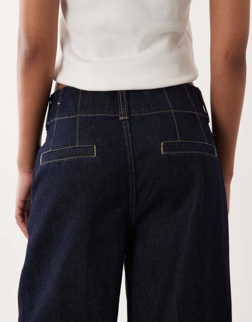 Mango – Alma – Jeanshose aus 100% Baumwolle in Indigoblau mit Bundfalten vorne, Kombiteil, 4 von 5