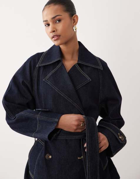Mango – Alma – Jeansjacke aus 100% Baumwolle in Indigoblau mit Bindeband in der Taille, Kombiteil - view 1
