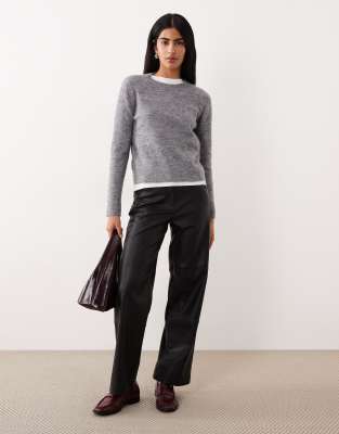 Mango Alpaca Wool Mix Crew Neck Sweater In Gray