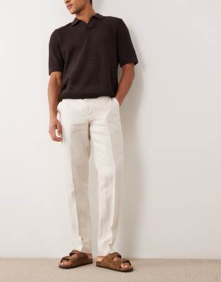 Mango Amalfi 100% Linen Slim Fit Suit Pants In Black