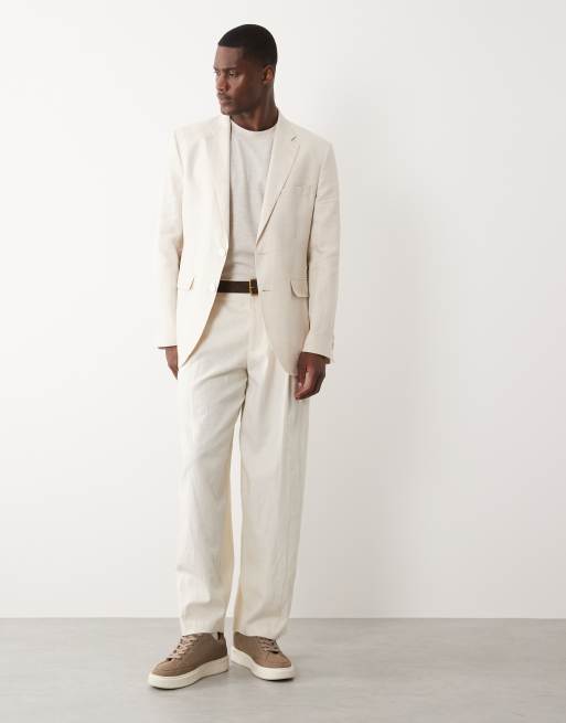 Mango - Amalfi - Ecrufarvet habitblazer i 100% hør i slim fit - Del af sæt, 2 af 5
