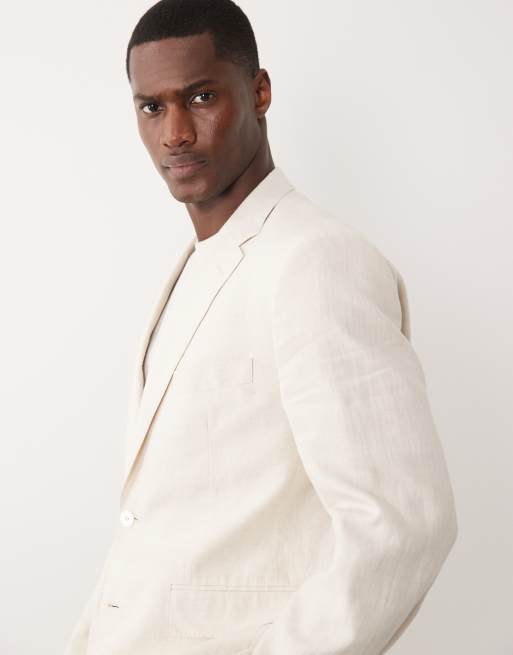 Mango - Amalfi - Ecrufarvet habitblazer i 100% hør i slim fit - Del af sæt, 4 af 5