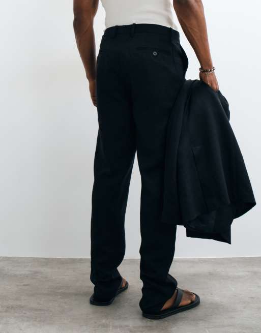 Mango Amalfi slim-fit broek van linnenmix in navy, 3 van 5