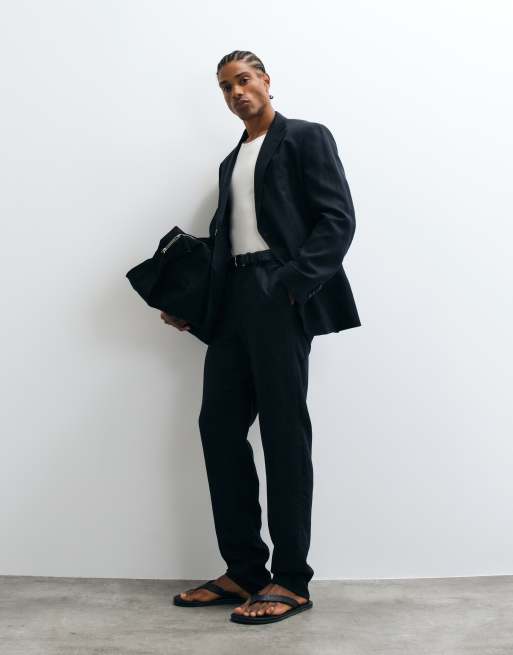 Mango Amalfi slim-fit colbert van linnenmix als co-ord in marineblauw, 2 van 5