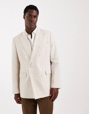 Suit Abito Uomo Mango Mango Amalfic Blazer Da Abito Slim 100% Lino cru ASOS