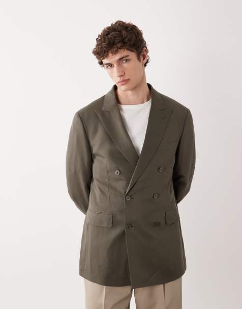 Mango - Amalfic - Blazer habillé à double boutonnage en lin mélangé - Vert - view 1