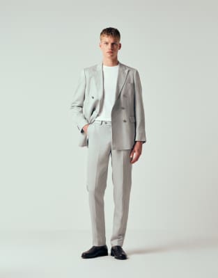 Mango Amalfic Linen Blend Slim Fit Suit Pants In Blue