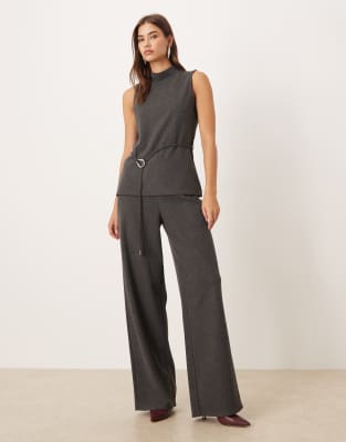 Mango Ancona Sleeveless Belted Top In Green