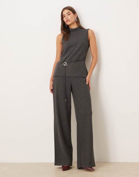 Mango Ancona straight trouser co-ord in grey - view 1