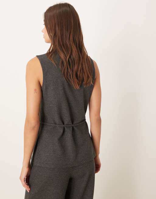 Mango - Ancona - Top grigio senza maniche con cintura in coordinato, 4 di 4