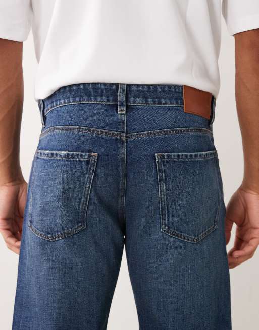 Mango – Andreas – Indigoblå, raka jeans i linnemix, 4 av 5