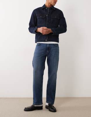 Mango Andreas Linen Blend Straight Fit Jeans In Blue