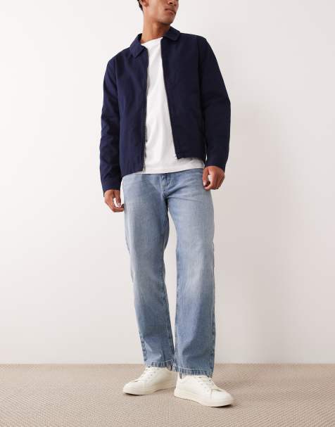 Mango – Andreas – Mellanblå, tvättade jeans i linnemix med raka ben - view 1