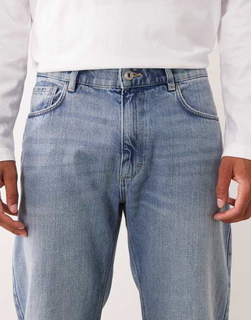 Mango – Andreas – Niebieskie jeansy o prostym kroju z domieszką lnu, 5 z 5
