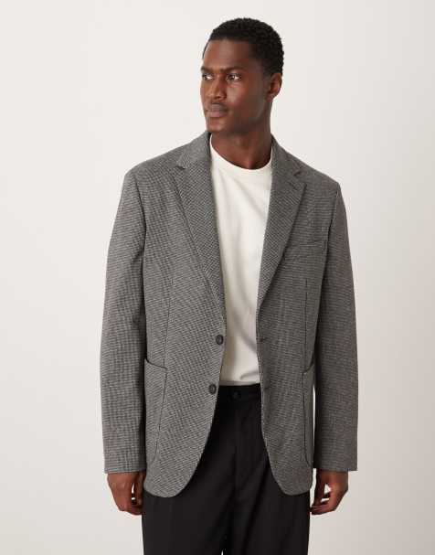 Mango Aneto tailored blazer in grey check - view 1