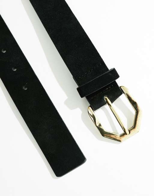 Mango angled buckle belt in black | ASOS