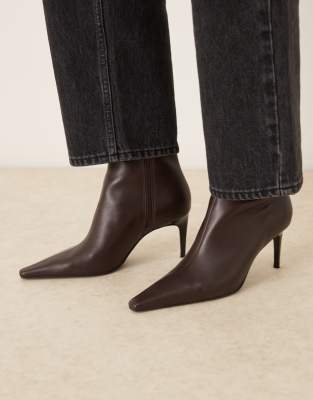 Mango - Ankle-Boots in Dunkelbraun mit Stiletto-Absatz-Brown