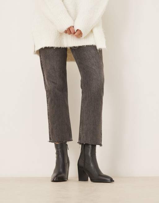 Mango – Ankle-Boots in Schwarz im Western-Stil mit Absatz, 3 von 4