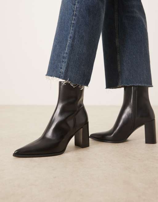Mango – Ankle-Boots in Schwarz mit Absatz und spitzer Zehenpartie