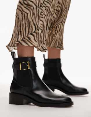 Mango - Ankle-Boots in Schwarz mit goldfarbenem Schnallendetail