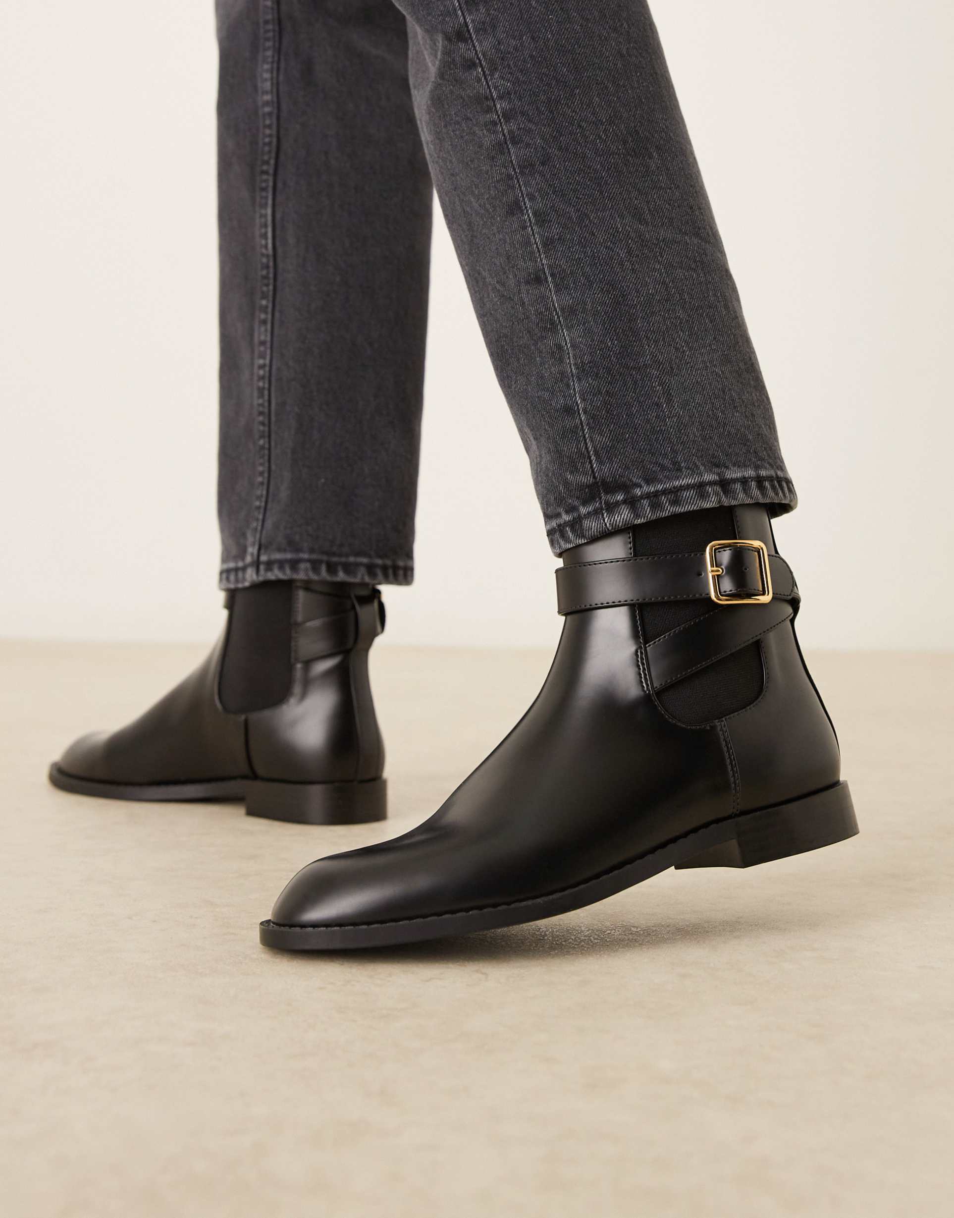 mango ankle boots with buckle in black