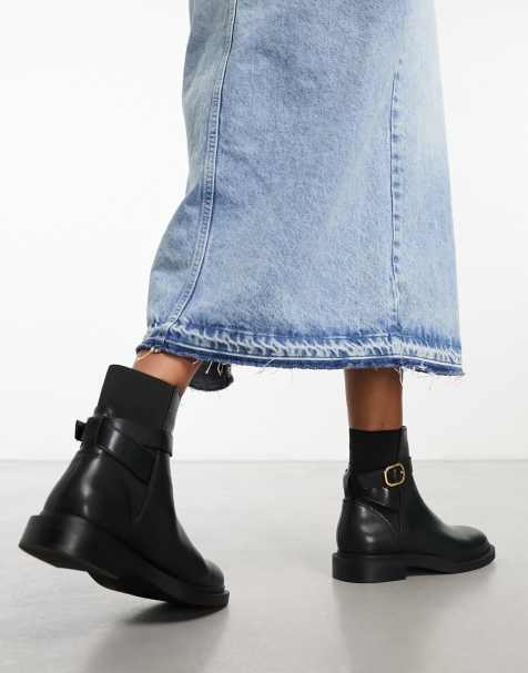 Mango ankle buckle boot in black - view 1