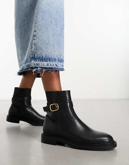 Mango ankle buckle boot in black ASOS