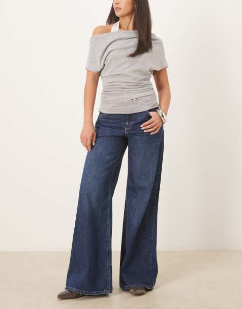 Mango Annie 100% cotton baggy jeans in dark blue - view 1