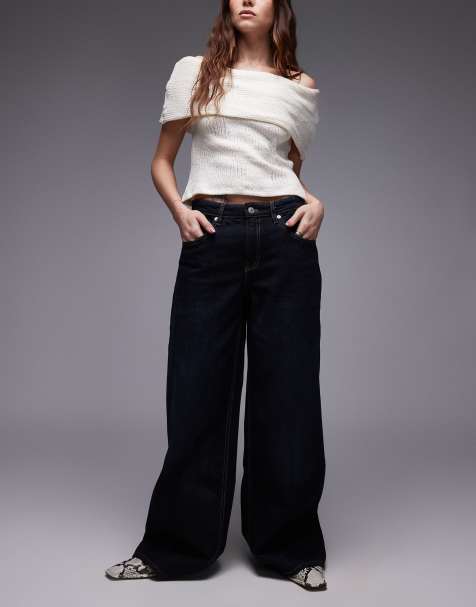 Mango - Annie - Jeans a fondo super ampio blu scuro - view 1