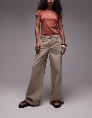 Mango - Annie - Jeans in brauner Waschung mit sehr weitem Bein